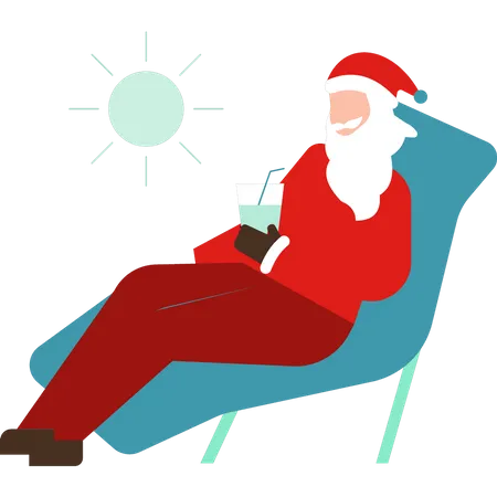 Santa relajándose bajo la luz del sol  Ilustración