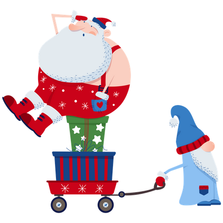 Santa rides on gifts Illustration