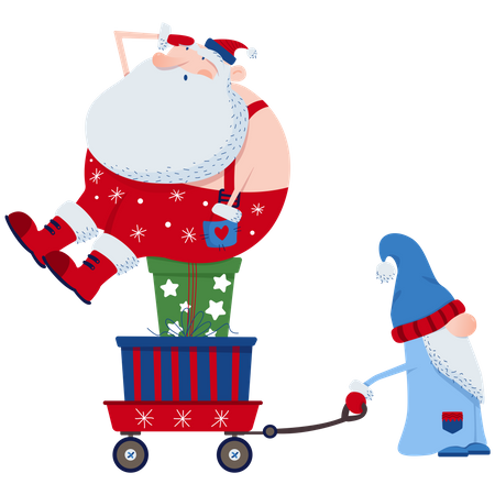 Santa rides on gifts  Illustration