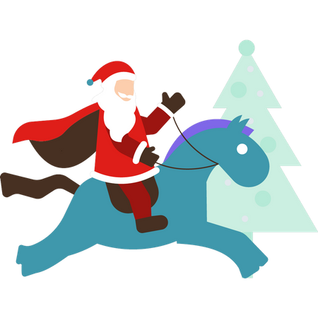 Santa riding horse Illustration