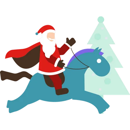 Santa riding horse Illustration