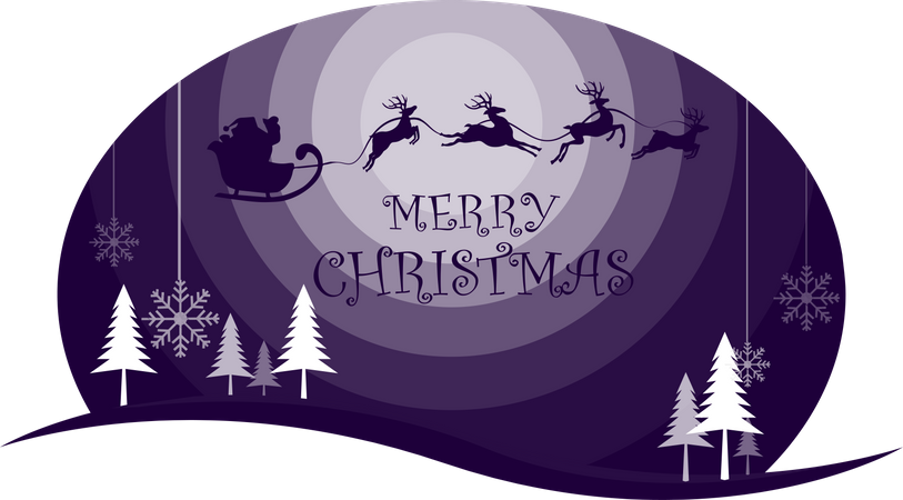 Santa riding sleigh at night  일러스트레이션