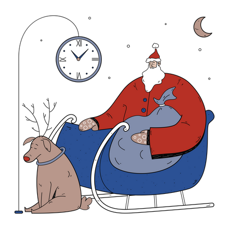 Santa riding santa sleigh  Illustration