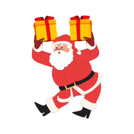 Santa running with gifts  Illustration