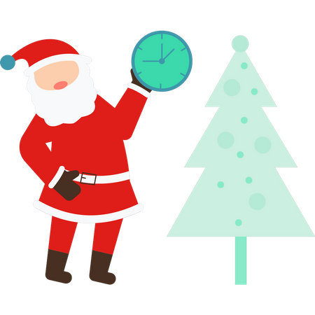 Santa se encuentra con el reloj de tiempo  Ilustración