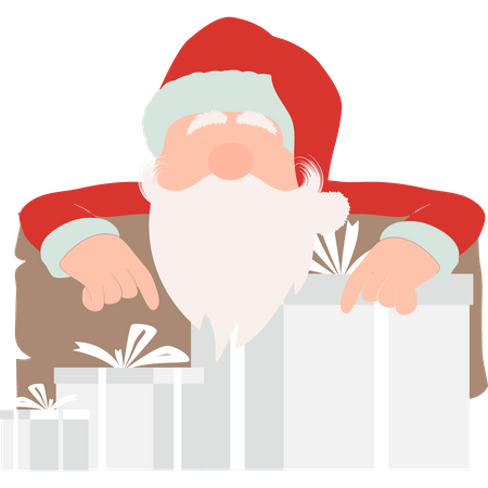 Santa showing gifts  Illustration