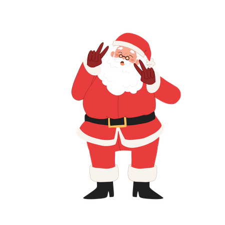 Santa showing victory sign  Illustration