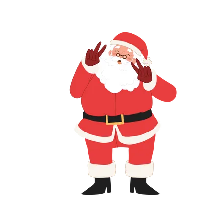 Santa showing victory sign  Illustration