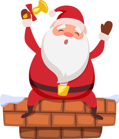 Santa sitting on chimney  Illustration