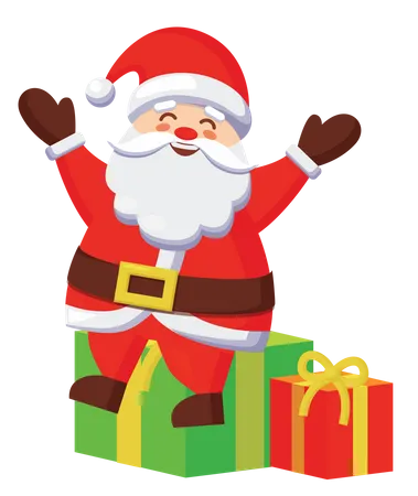 Santa sitting on gifts  Illustration