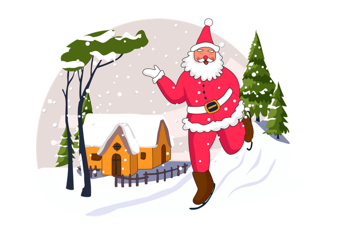 Santa skating  Illustration