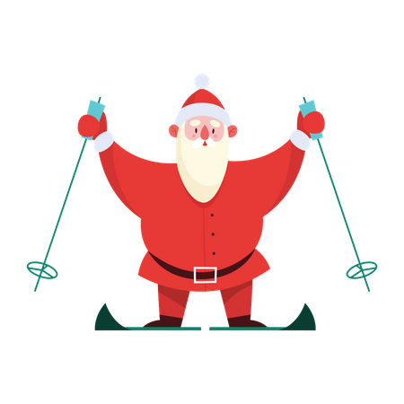 Santa Skier Riding Downhills at Winter Season  Illustration