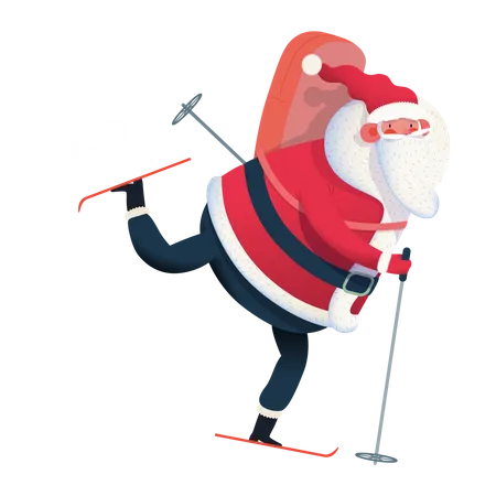 Santa skiing  Illustration
