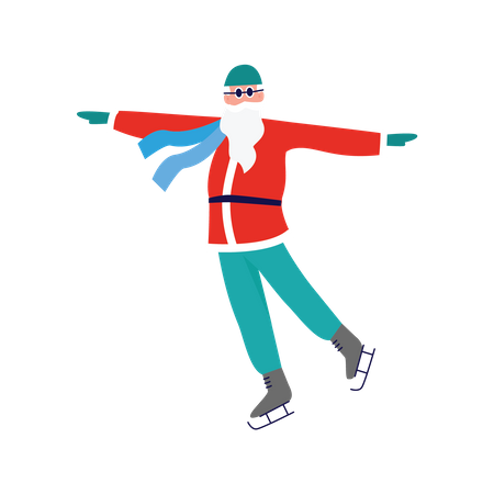 Santa Skiing  Illustration