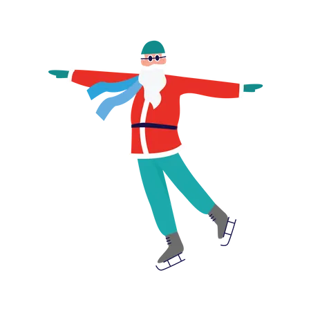 Santa Skiing  Illustration