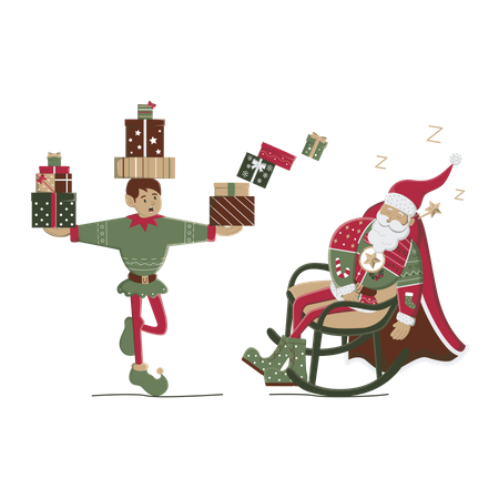 Santa sleeping after work  Illustration