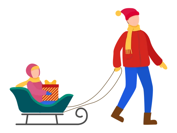 Santa Sleigh  Illustration