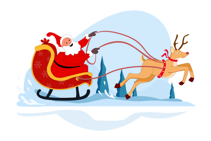 Santa Sleigh  Illustration