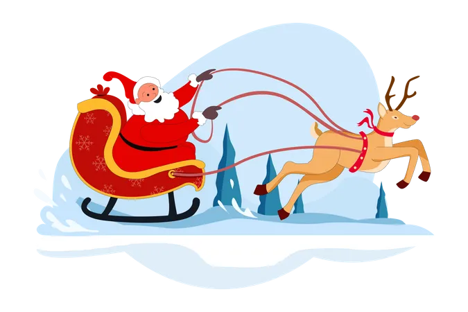 Santa Sleigh  Illustration