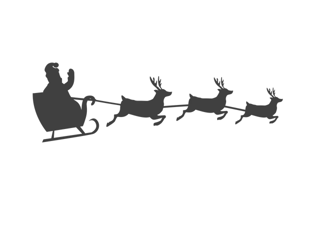 Santa Sleigh With Reindeer  Illustration