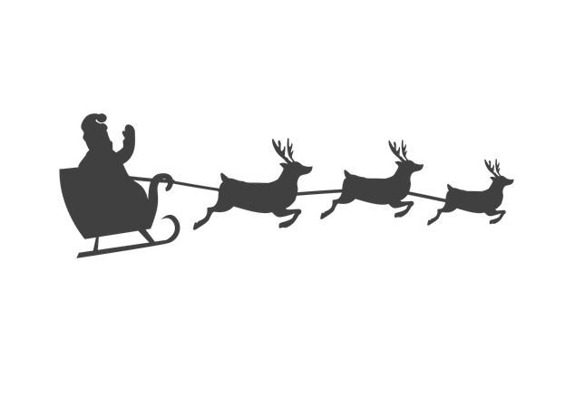 Santa Sleigh With Reindeer  Illustration