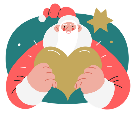 Santa sosteniendo el corazón  Ilustración