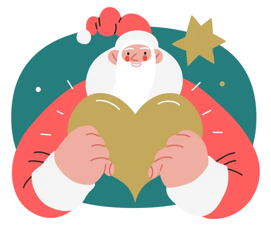 Santa sosteniendo el corazón  Ilustración