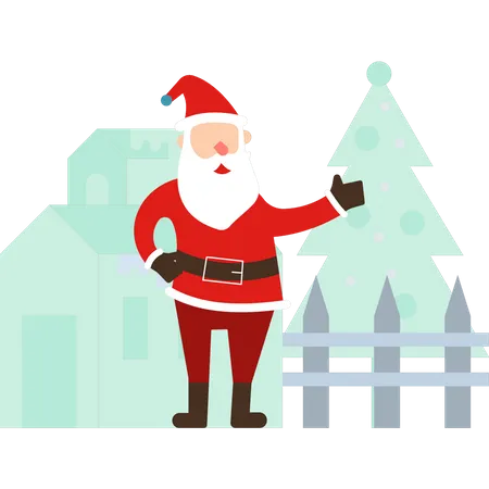 Santa Is Standing Illustration