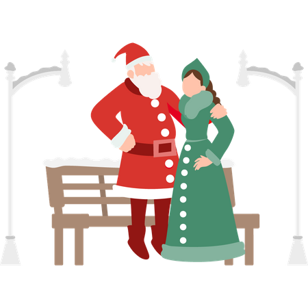 Santa standing with a girl  Illustration