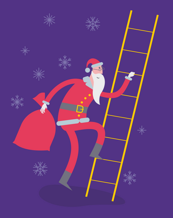 Papá Noel sube las escaleras  Ilustración