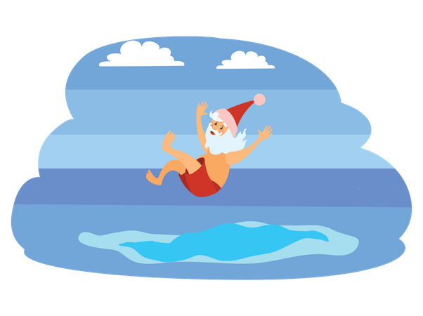 Santa Swimming Illustration