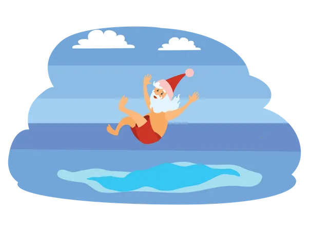 Santa Swimming  Illustration