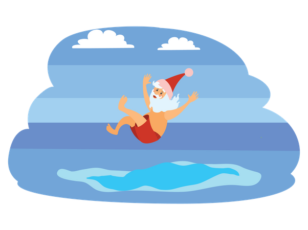 Santa Swimming  Illustration