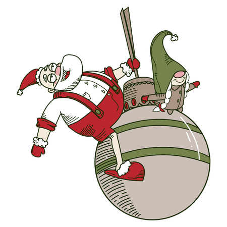 Santa swinging on a toy  Illustration