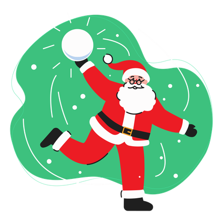 Santa Throwing Snowball  Illustration