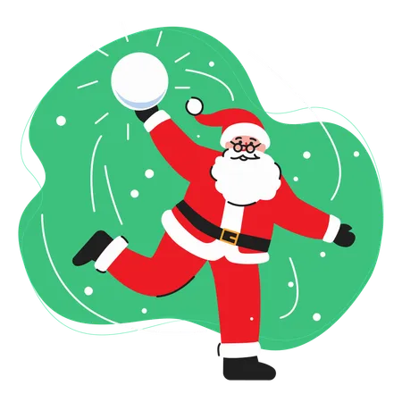 Santa Throwing Snowball  Illustration