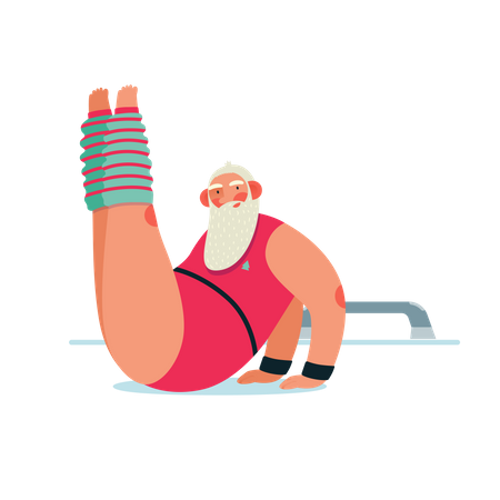 Santa training in gym  Illustration