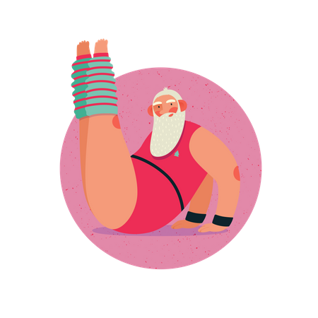 Santa training in gym Illustration