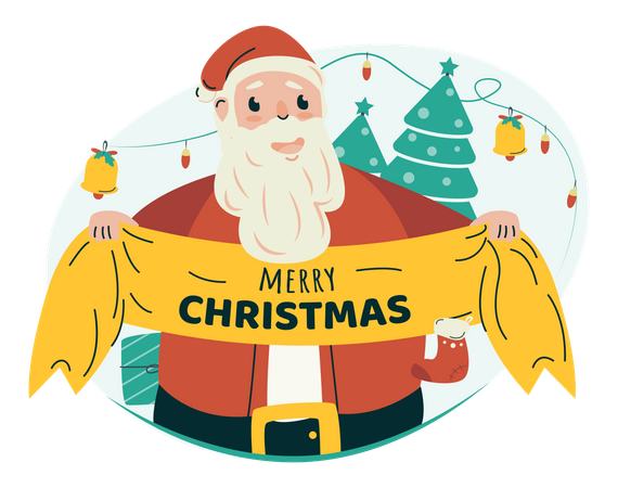 Santa with Christmas banner  Illustration