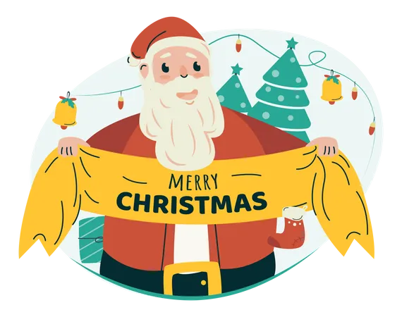 Santa with Christmas banner  Illustration
