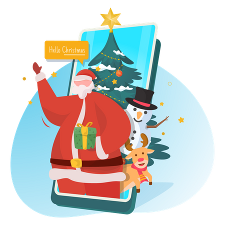 Virtual Christmas Wishes Illustration