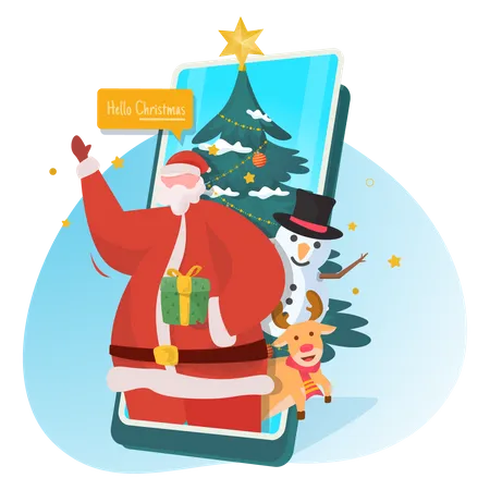 Illustration Of Merry Christmas Concept For Greeting Post Website Or Landing Page イラスト