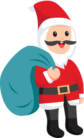 Santa with Christmas gift bag  Illustration