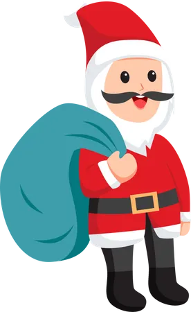 Santa with Christmas gift bag  Illustration