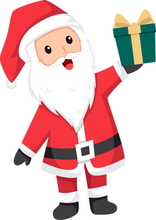 Santa with Christmas Gift  Illustration