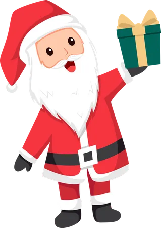 Santa with Christmas Gift  Illustration