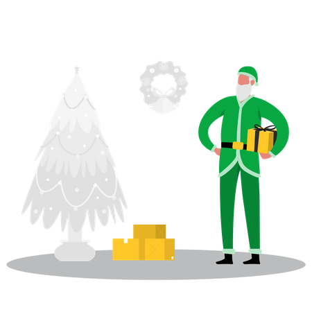 Santa with Christmas gift  Illustration