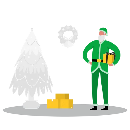 Santa with Christmas gift  Illustration