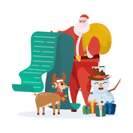 Santa with Christmas gift list Illustration