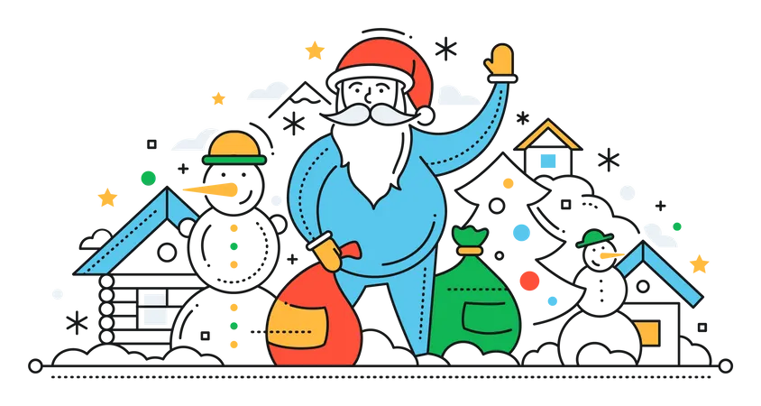 Santa with Christmas gifts  Illustration